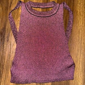 Zara Metallic Purple Crop Top NWOT Sz XS-Small